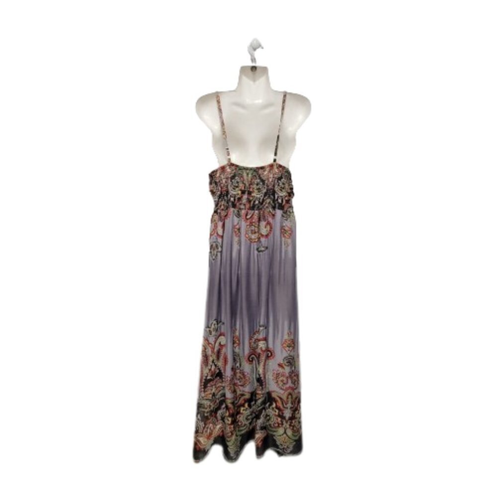 Long Dress Maxi Summer Dress Party Gown Paisley Abstract Print Colorful - Size L - Picture 4 of 16